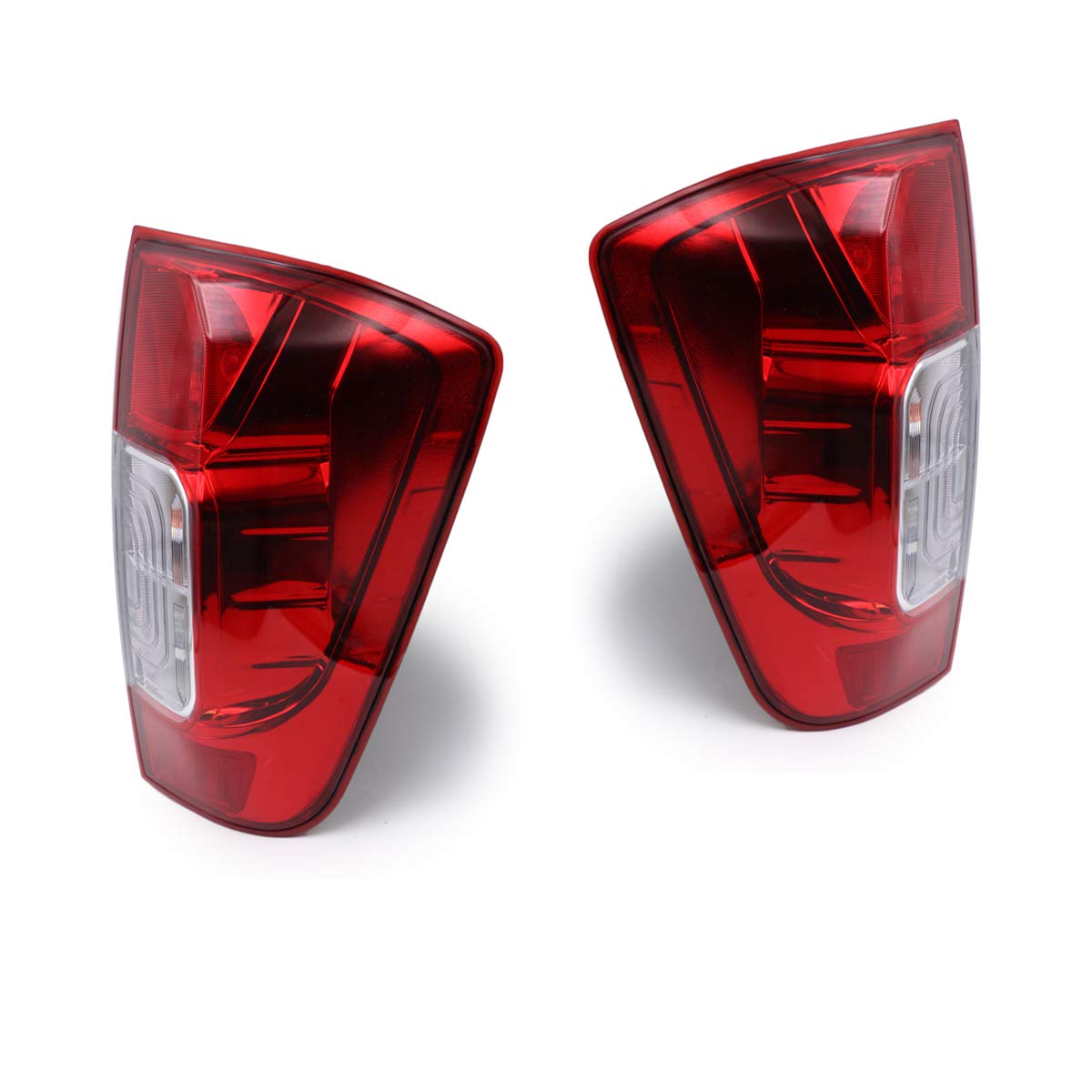 Nonstops Pair Rear Tail Light Lamp + Bulb Chrome,Red for Nissan Np300 D23 2015 2019 Chrome,Red