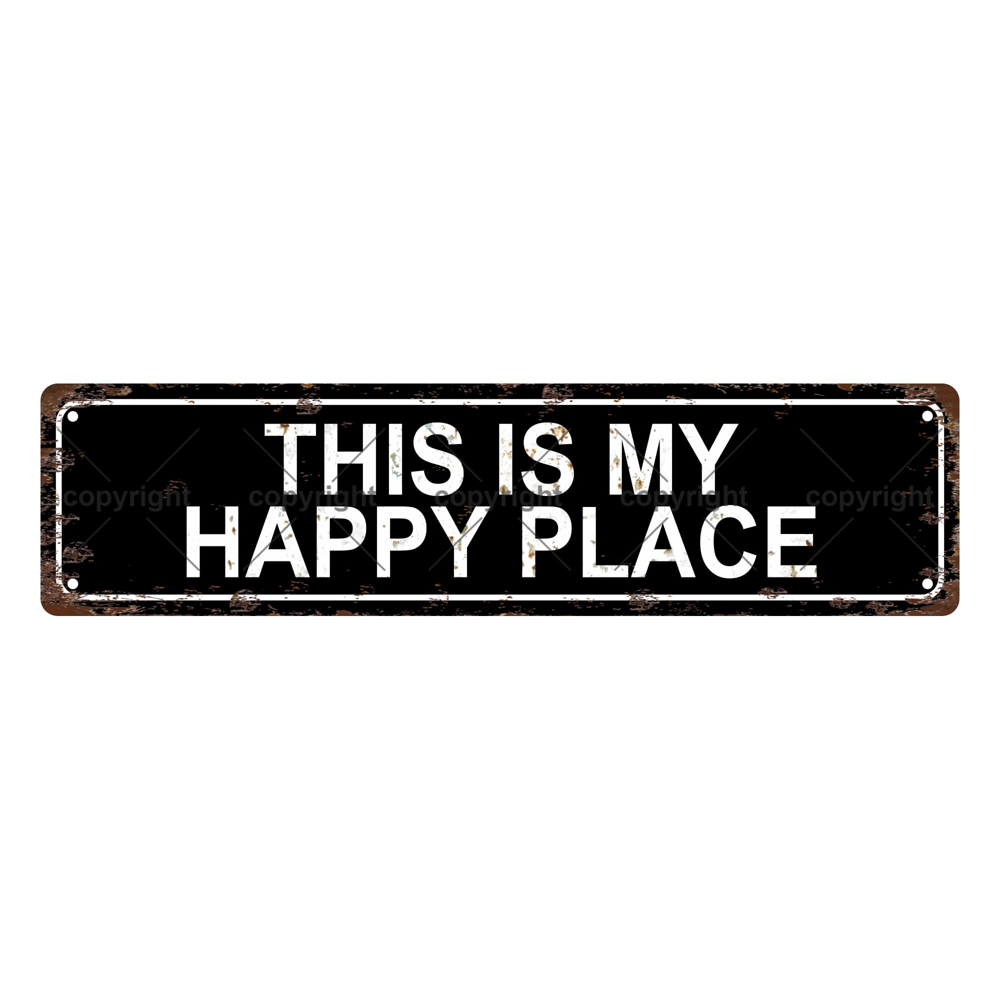 Happy Place Metal Tin Street Sign Bar Cafe Garage Cave Home Room Wall Bathroom Farmhouse Garden Porch Patio Decor,4x16 Inch