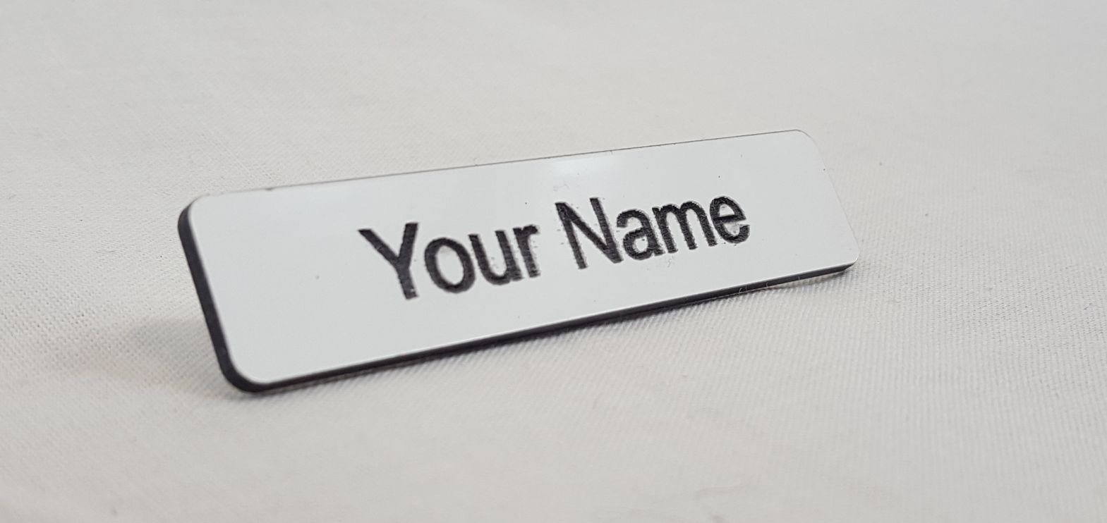Personalised Acrylic Name Badge with Pin - Choice of Colour (White)