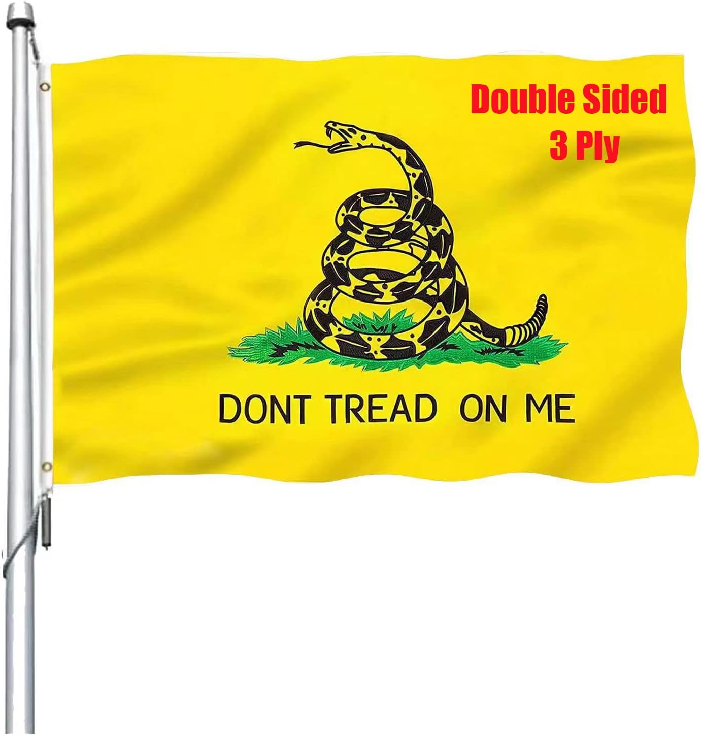 Dont Tread on Me Flag 3x5 Outdoor Double Sided - Gadsden Flags Heavy Duty 3ply Vibrant Colors Tea Party Rattle Snake Flags with 2 Brass Grommets