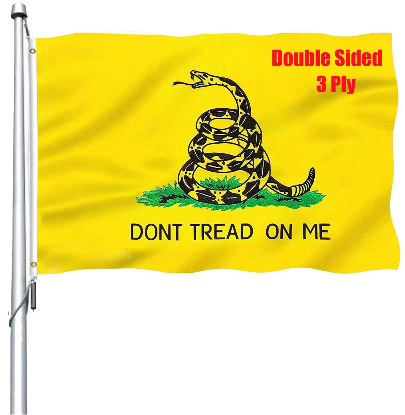 REIDFERRDont Tread on Me Flag 3x5 Outdoor Double Sided - Gadsden Flags Heavy Duty 3ply Vibrant Colors Tea Party Rattle Snake Flags with 2 Brass Grommets
