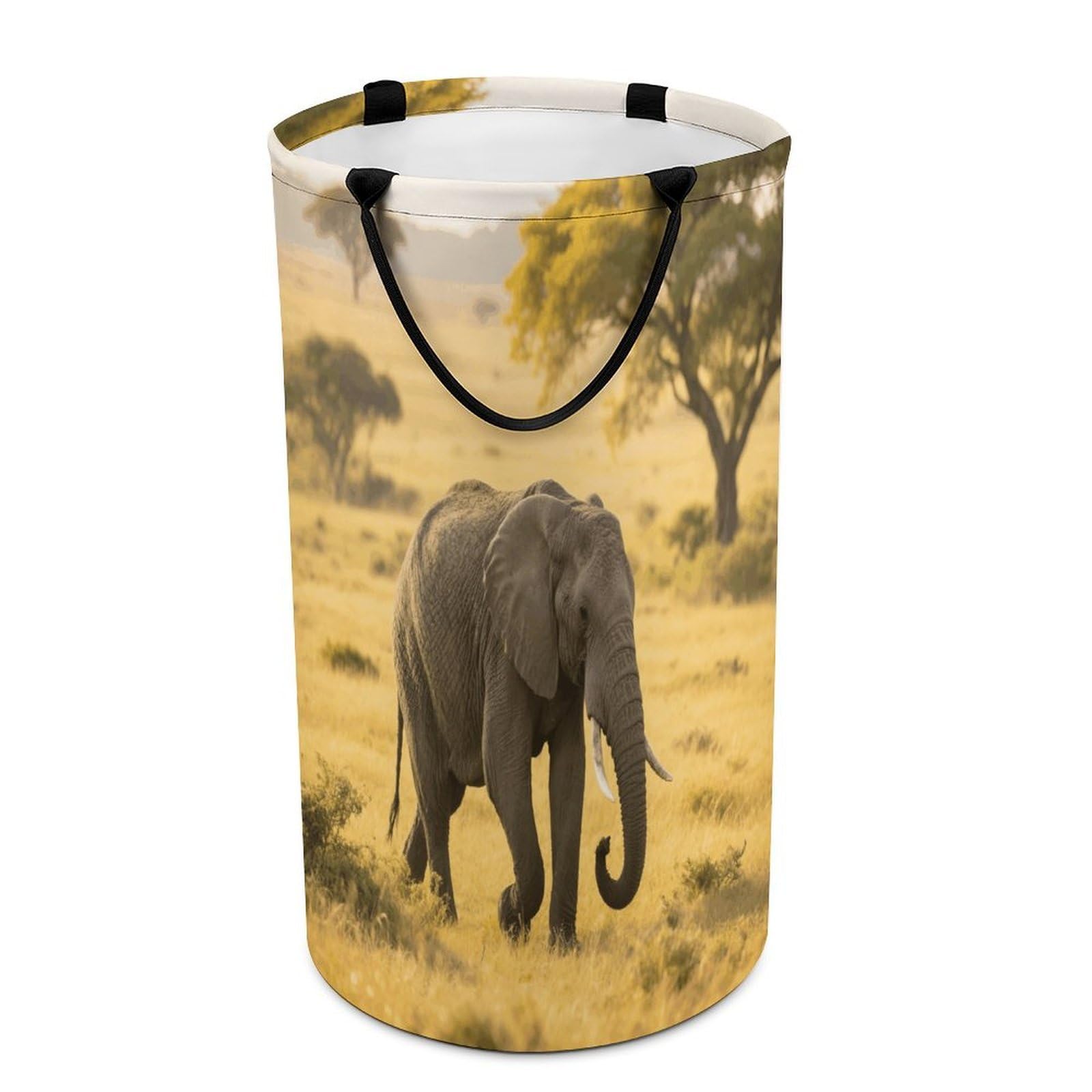 Elephant Laundry Basket with Handles Large Collapsible Laundry Bag Freestanding Waterproof Clothes Hamper Decor Storage of Dirty Clothe for Family Bathroom 86L