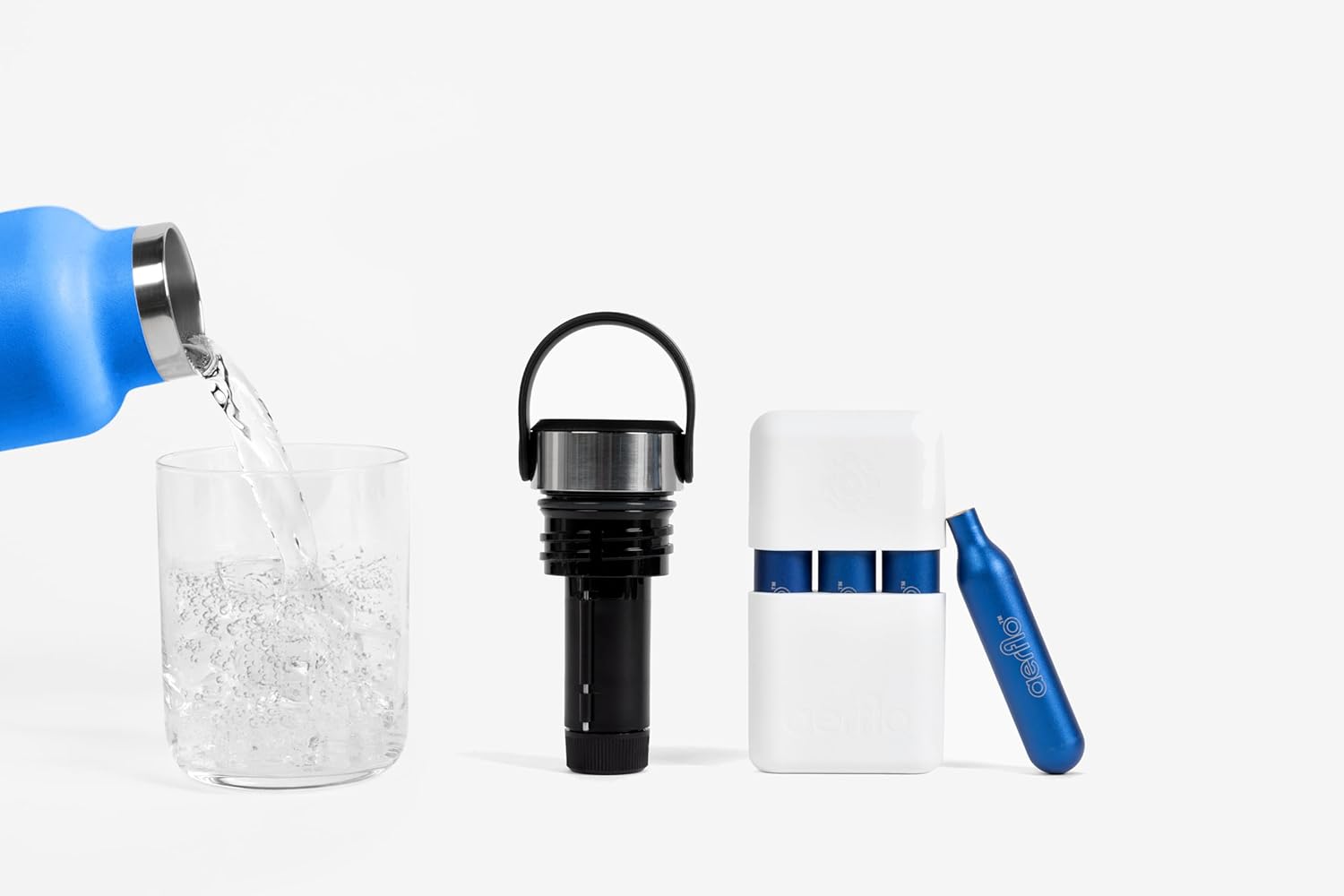 Aerflo Portable Soda Maker for Hydro Flask Standard Mouth - On-Bottle Sparkling Water Carbonator with Refillable CO2 Capsules