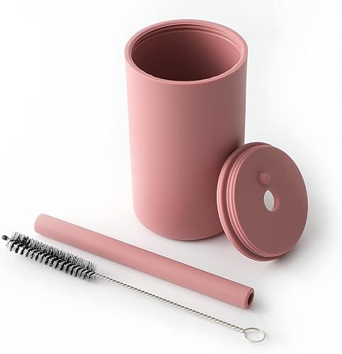Miniatura 2 de Vaso con popote para niños pequeños, taza de entrenamiento de silicona de grado alimenticio para bebé, viene con cepillo para pajilla, sin BPA, 7