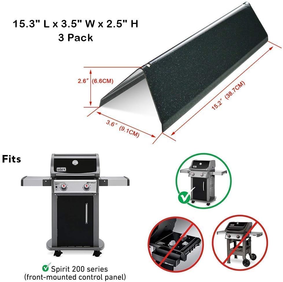 Uniflasy 7635 15.3 Inch Flavorizer Bars 7637 17.5 Inch Cast Iron Griddle Plate Cooking Pan for Weber Spirit 200 Series Spirit E210, E220, S210, S220 with Front Control Spirit 200