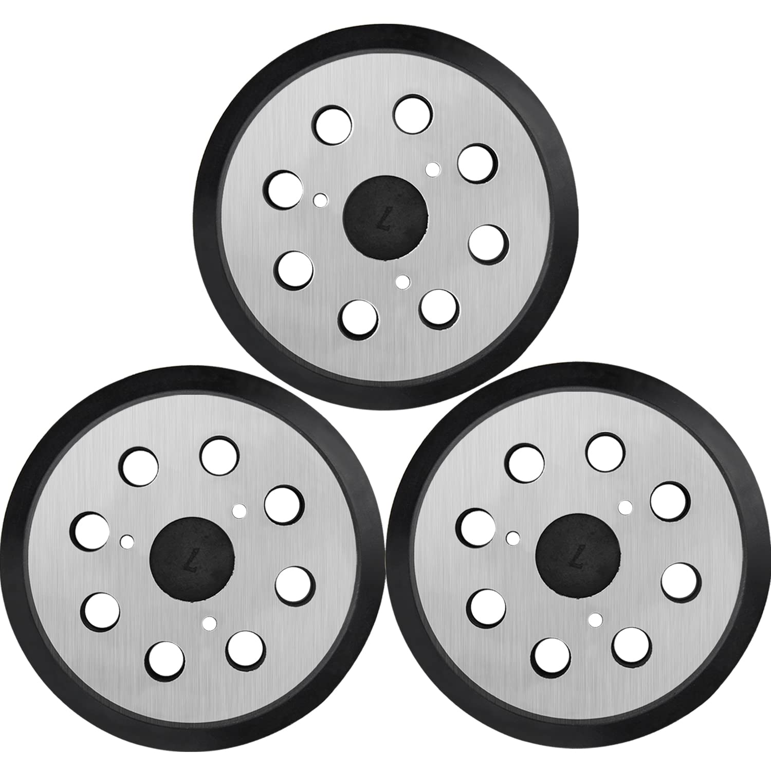 Sander Pad Replacement for Dewalt, 3 Pack 5" 8 Hole Hook and Loop Orbital Sander Metal Pads Compatible with DeWalt DW420 DW421 DW422 DW423 DW426 D26451 D26453 Orbital Sander (3 Screw Holes)