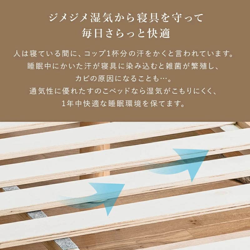 Amazon｜Major In Life ベッド ベッドフレーム すのこ 宮棚付き 木製