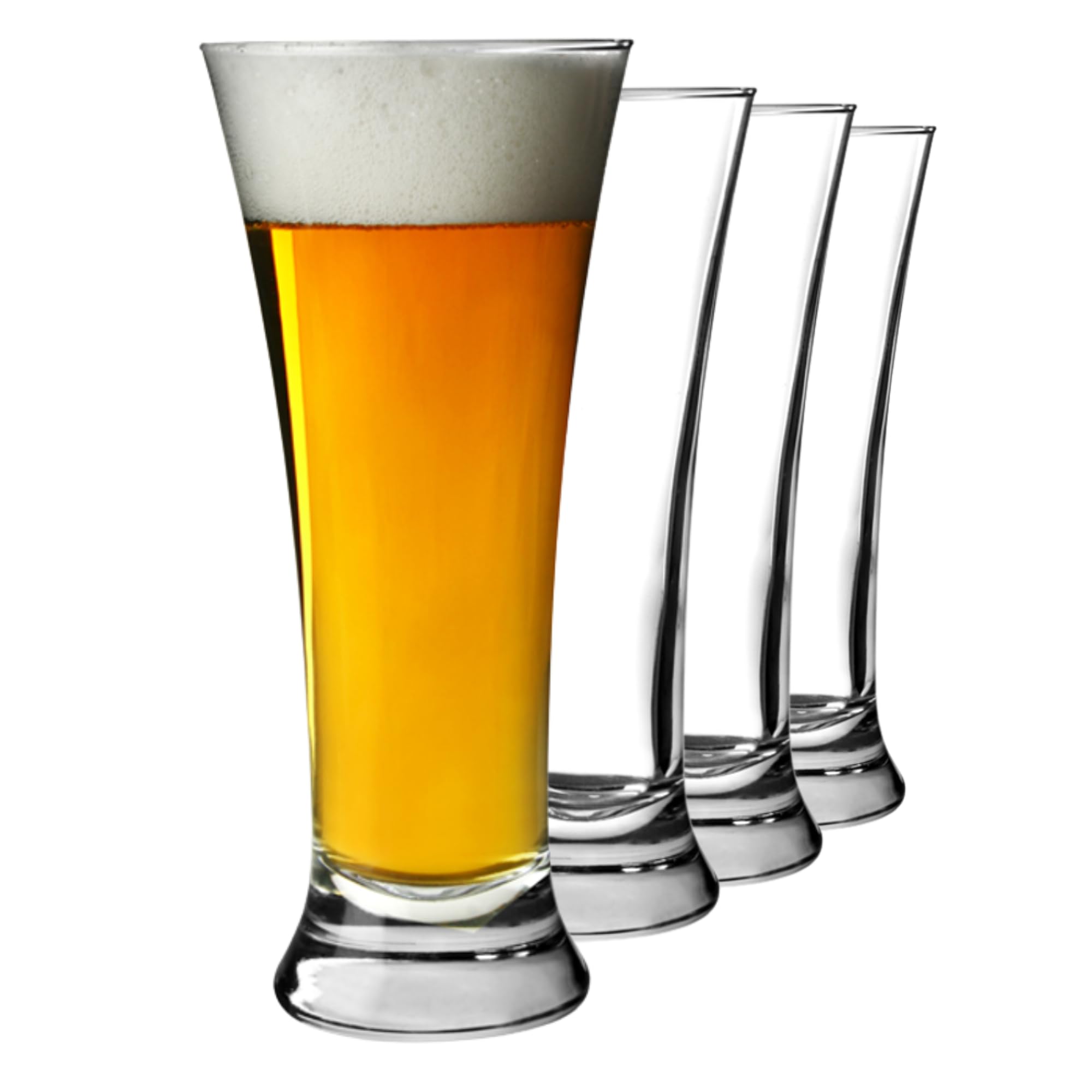 Utopia Euro Pilsner Half Pint Beer Glasses – 10oz / 285ml, CE Marked, Fluted Design, Soda Lime Glass, Dishwasher Safe – Pack of 4