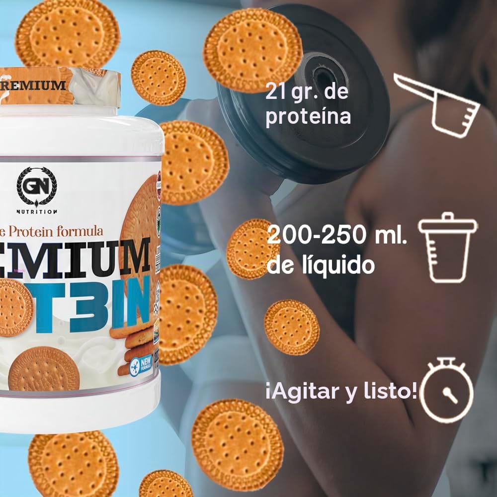 GN Nutrition Premium Prot3in 2 kg | Proteina Ideal Para Crecimiento Muscular y Recuperación con Enzimas Digestivas y Vitamina B6 | 9 Sabores | Sabor TRIPLE CHOCOLATE