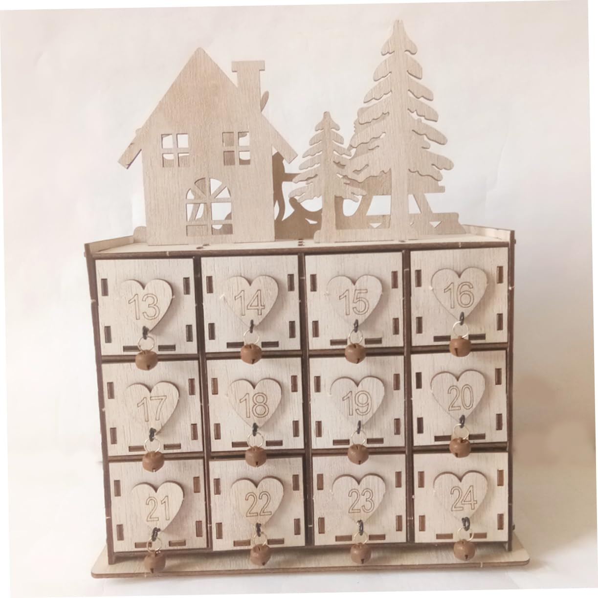 Ciieeo Caja de Madera Creativa para Guardar Objetos Navideños Estuche para Patrones de Calendario Manualidades Navideñas para Adornos Navideños Diseño de Corazón para Artículos Diversos