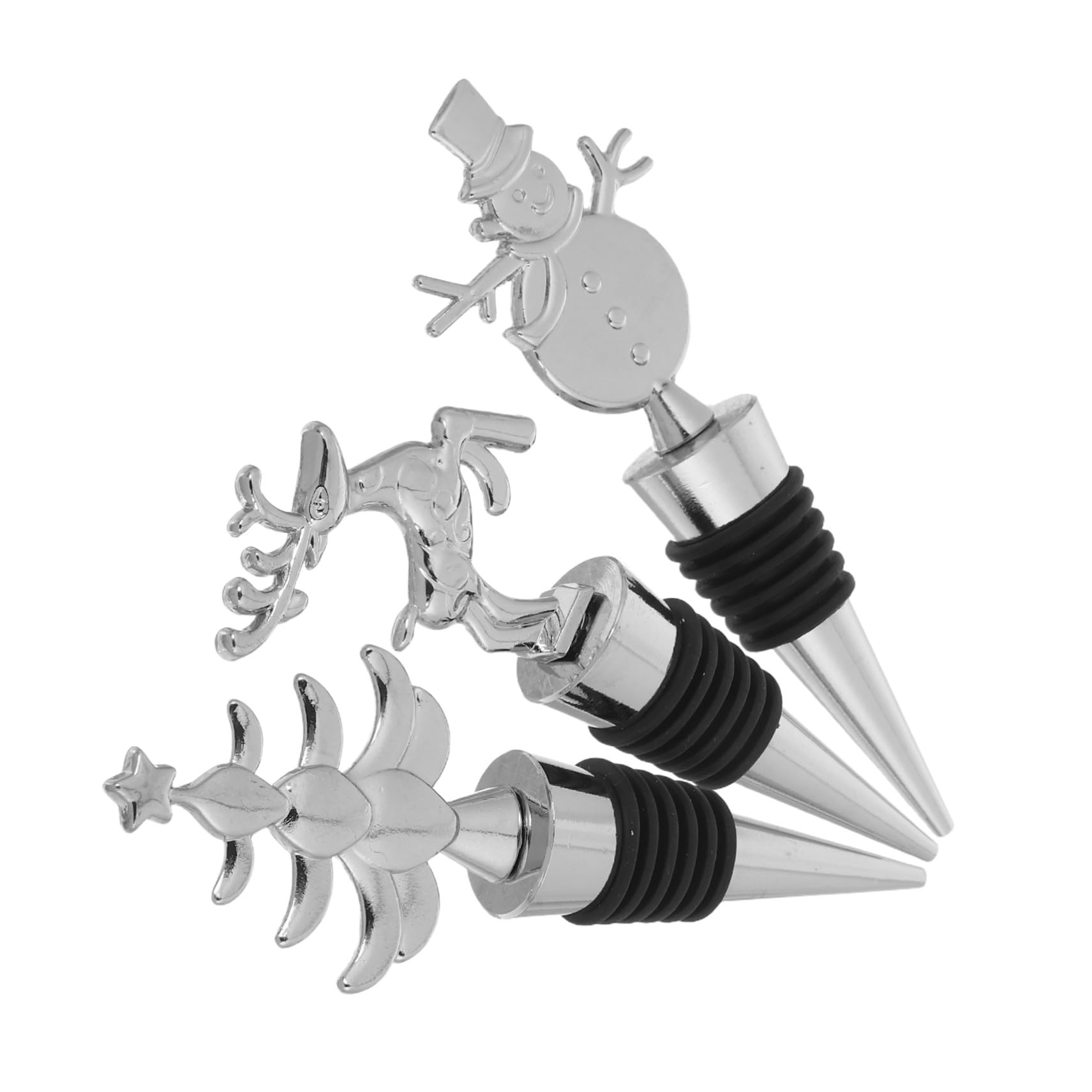 ABOOFAN 12 Piezas corchos de Vino de Navidad tapón de Vino de Navidad Tapa de Botella de Metal de Vacaciones tapón para conservas Aleación de Zinc Plata