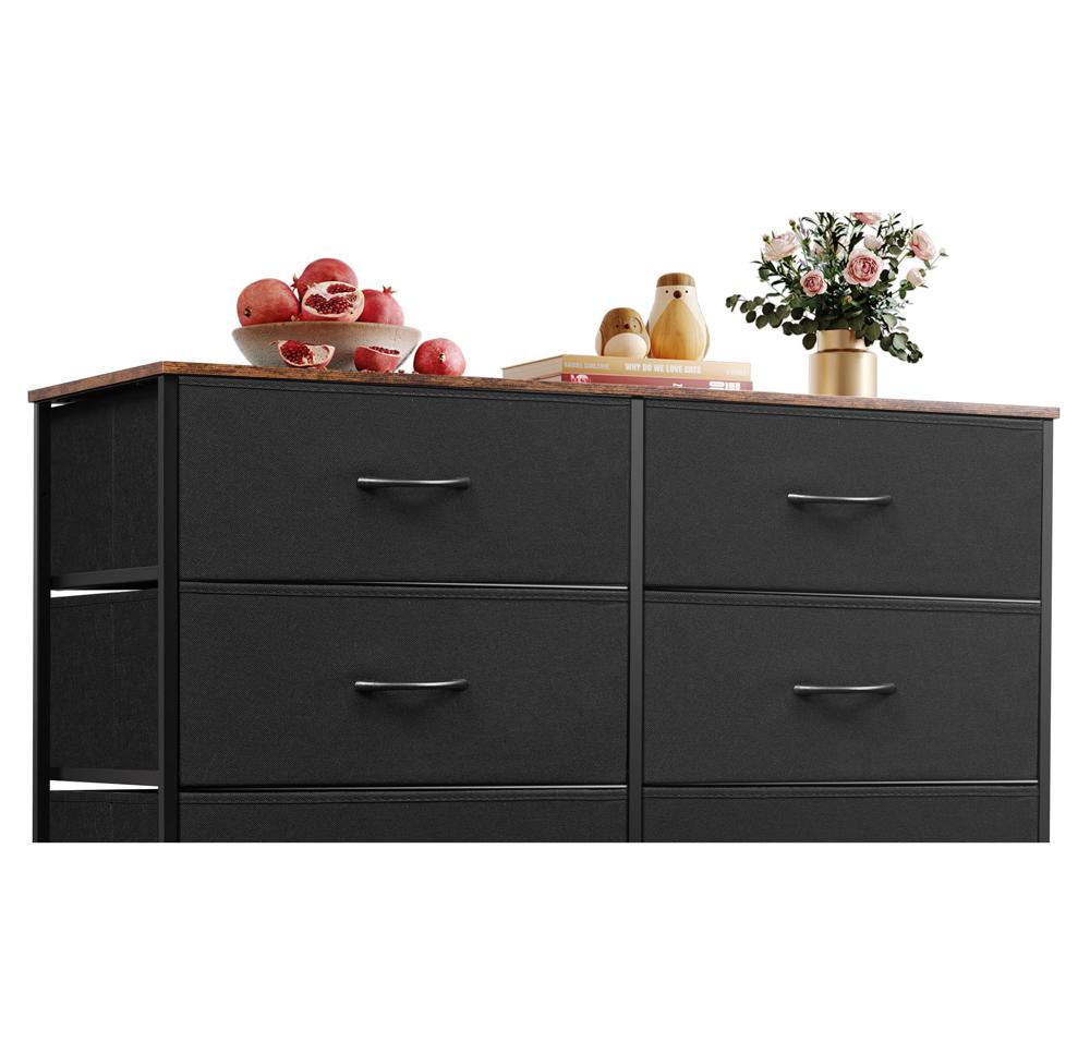 Amazon.com: WLIVE Black Dresser for Bedroom with 6 Drawers, Dresser TV  Stand for 50 Inches TV with Metal Frame, Wooden Top, Fabric Dresser for  Closet, Hallway, Entryway, Black and Rustic Brown :