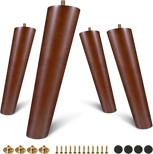 Miniatura 37 de FoDau770 Patas de Muebles de Madera de Caucho de 9 Pulgadas, Patas de Madera Rectas Cónicas de Mediados de Siglo para Sofá, Juego de 4, Patas
