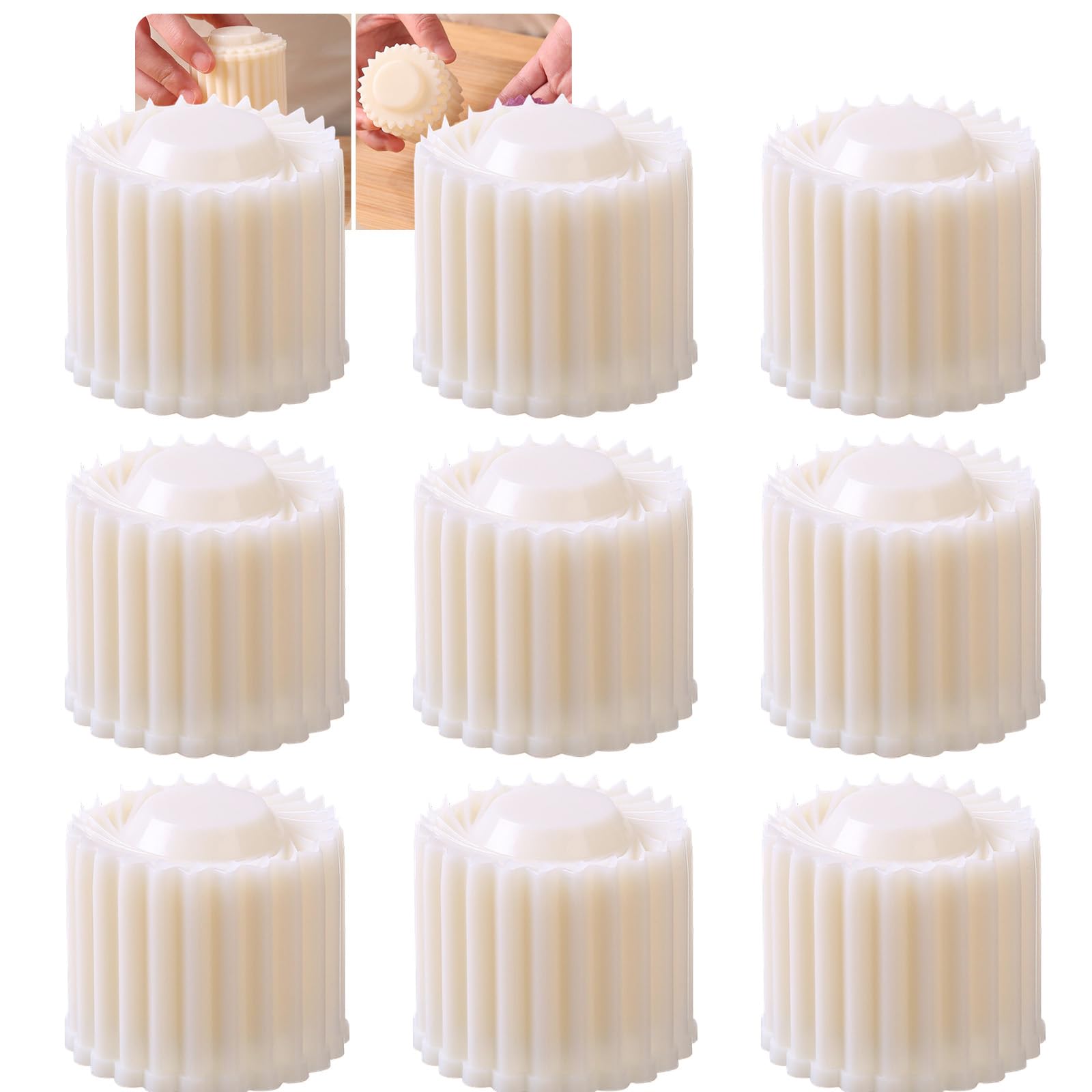 Moule à pâtisserie double face 2 en 1, moule à gâteau de lune à pression manuelle, tampon de presse à biscuits et outil de cuisson amovible en ABS pour desserts, pâtisseries et biscuits (9PCS)