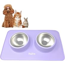 BoldPet Dog Food and Water Bowl Set - Food Grade,Non-Slip Design Silicone Mat - Includes 2 Removable Stainless Steel Dog Bowls for Small Dogs - Perfect Puppy Bowls Set - Pet Bowls for Dogs and Cats