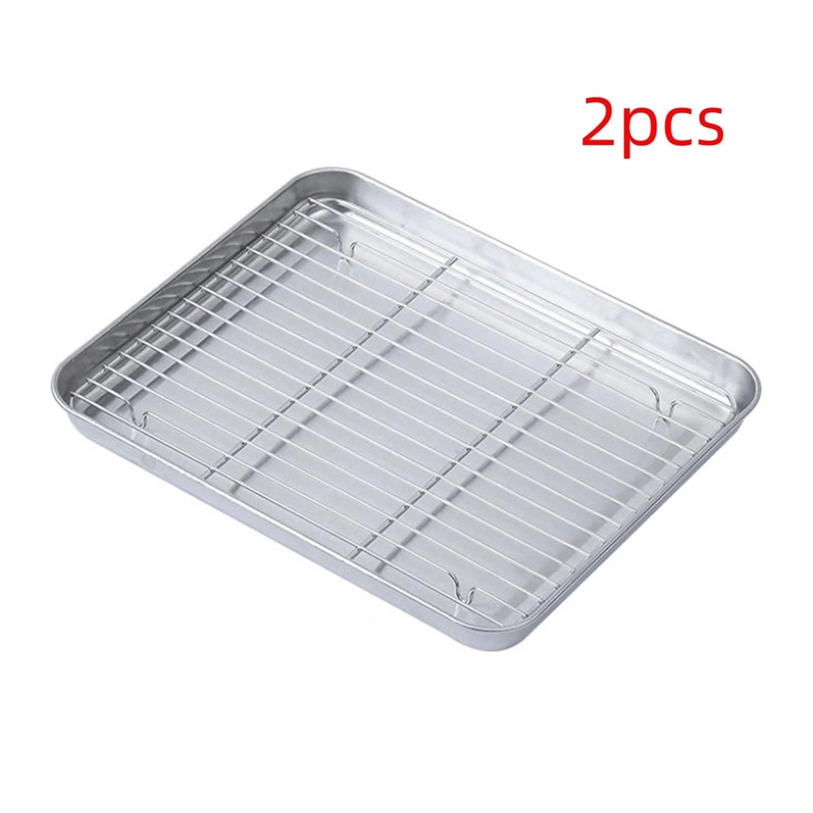 Juego de bandeja y parrilla for horno acero inoxidable, práctico con estructura alambre, apto for hornos lavavajillas para Cocina(25x20.5x2.5CM 2pcs)