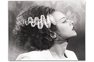Unframed Vintage Halloween Picture for Wall | Spooky Bride of Frankenstein Portrait