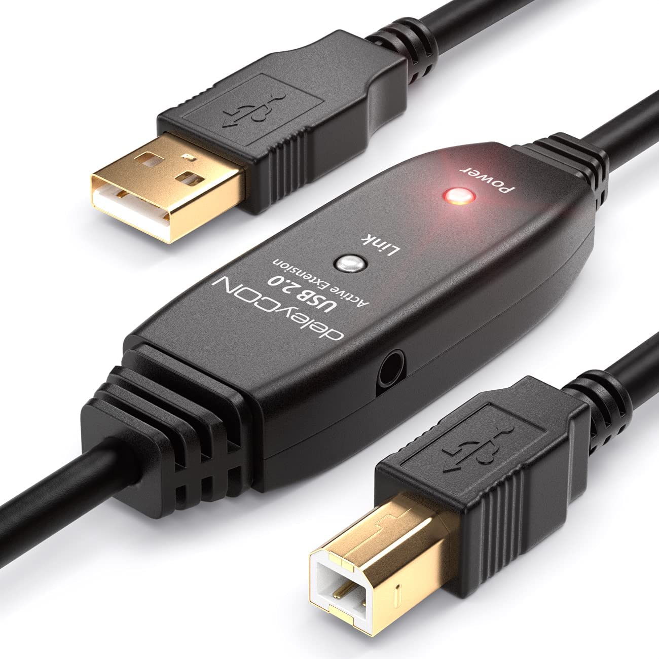 Cavo USB per stampante, scanner, fax e stampante multifunzione, 20 m, USB 2.0 A maschio a B – nero