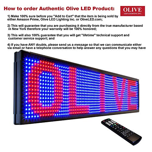OLIVE LED Sign 3Color RBP, P26, 19\"x69\" IR Programmable Scrolling Outdoor Message Display Signs EMC - Industrial Grade Business Ad Machine. - Thumbnail 3