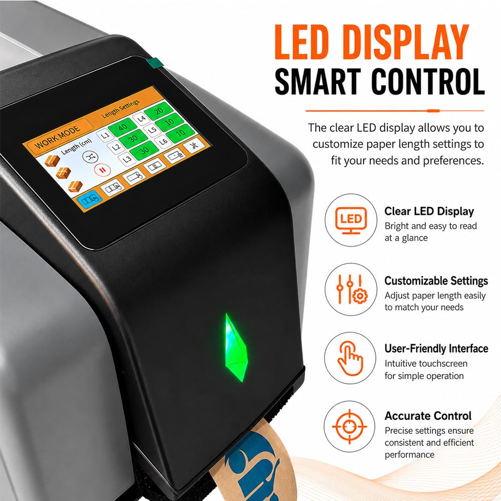 Dispenser Elettrico per Nastro di Carta gommata, modalità Automatica e Manuale Taglierina per Nastro Bagnato con Display a LED per Nastro Largo 8 cm