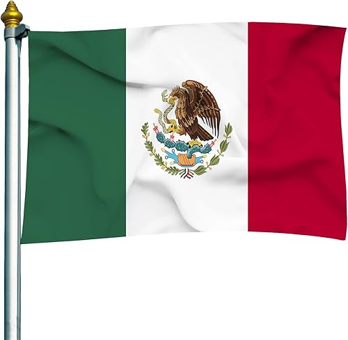DELAYNOMORE77 Bandera nacional de México, fibra de poliéster, bandera de 3 x 5 pies, colores brillantes y bandera antiultravioleta que se desvanece