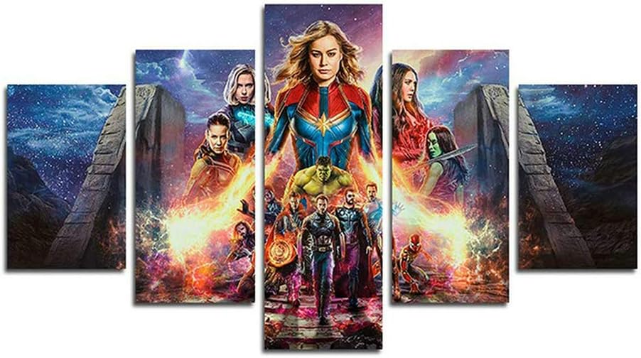 Orsit Prints 5 Pieces Alliance Canvas Painting Living Room Home Decoration Canvas Art Wall Poster (No Frame) 50inch x30 inch……