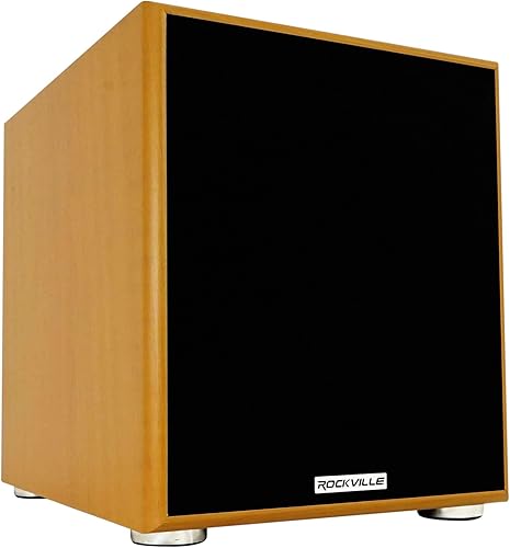 Rockville Rock Shaker 10"" Inch Wood 600w Powered Home Theater Subwoofer Sub, Rock Shaker 10 Wood