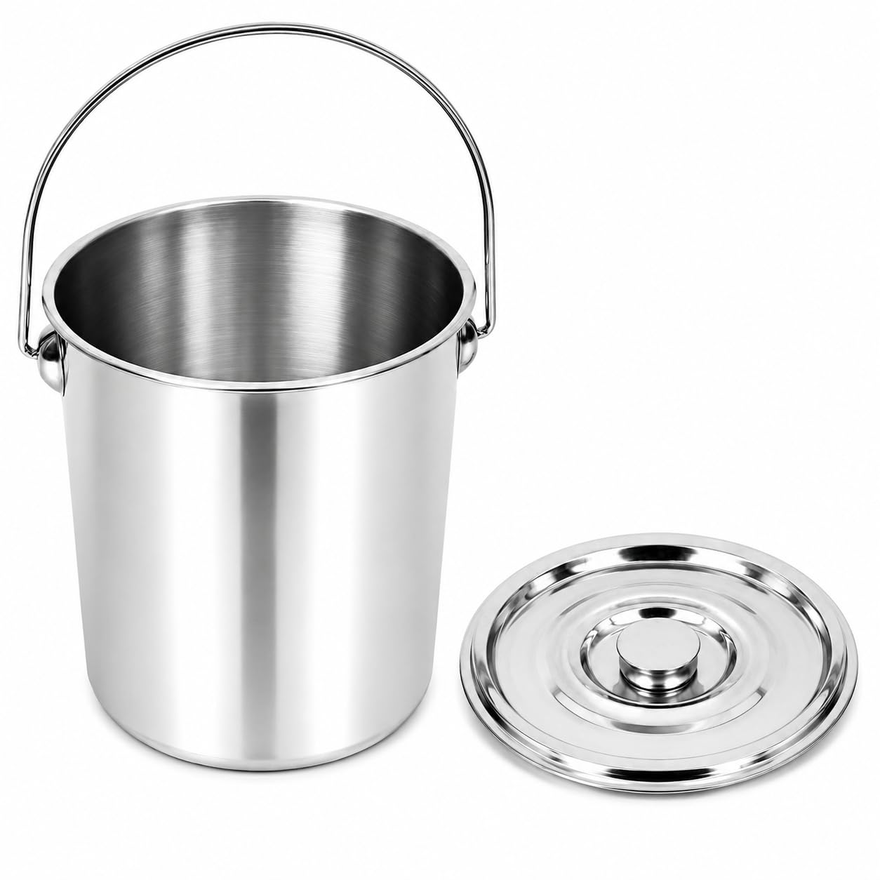 Wiadro ze stali nierdzewnej z pokrywką o dużej pojemności 12 l, wiadro kuchenne do przechowywania żywności, nadaje się do kuchni, baru, na imprezy, grille, pikniki i kemping