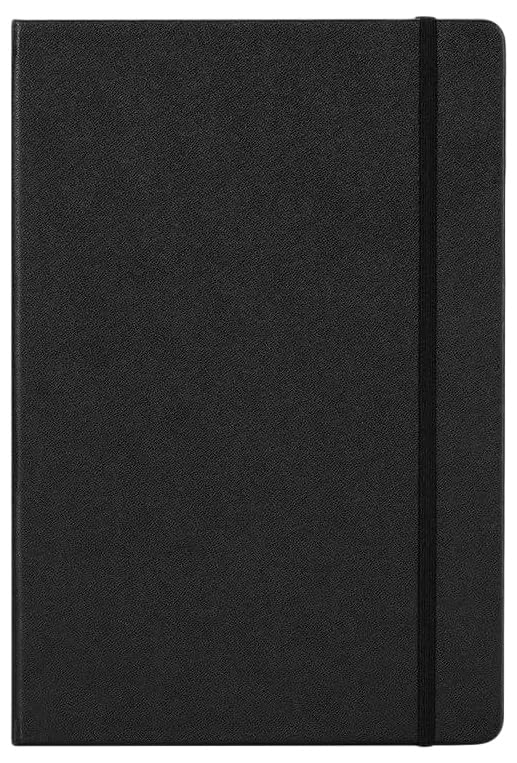 EN111L BK A5 70gsm Leather Cover 80 Sheets Notebook - Black