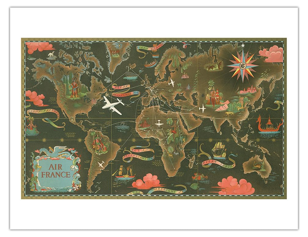 Amazon.co.jp: エールフランス地図 - ルート世界地図を飛びます - 星座