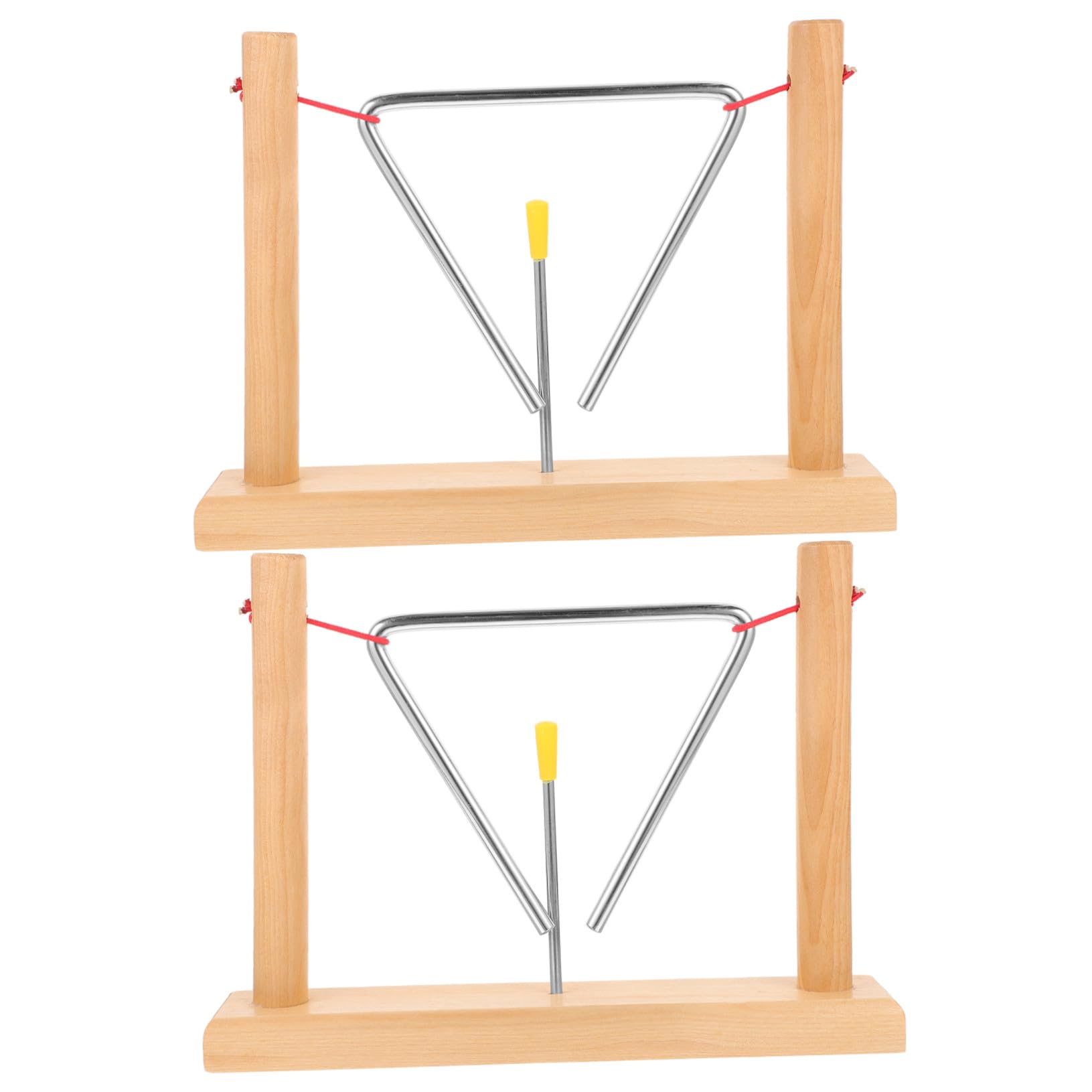 Triangel Schlaginstrument und Eisen 2 Satz mit Holzständern und Schlägeln Tragbar und Sicher für Kinder und Anfänger Beige Dreiecksglocke für Musikunterricht und Spiel