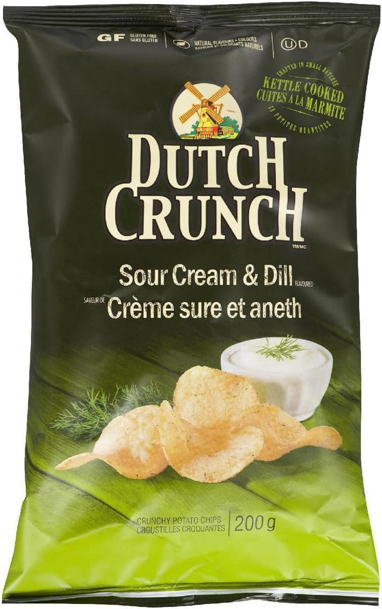 Old Dutch Crunch Sour Cream & Dill Potato Chips, 200g/7.1 oz., {Imported from Canada}
