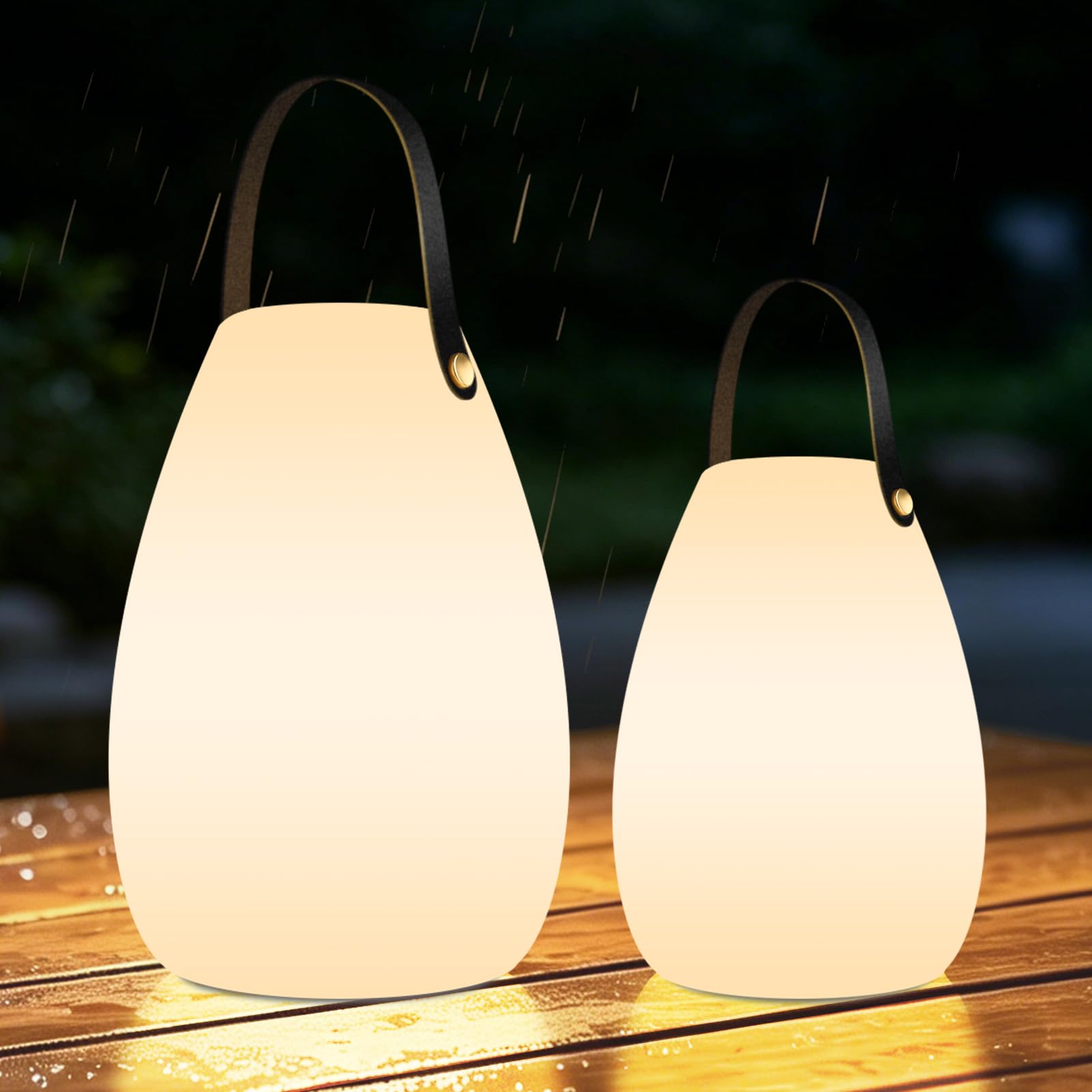 MALUX 2 Stück LED Outdoor Lampe Kabellose Tischlampe Dimmbare IP44 Campinglampe mit Fernbedienung für Garten Terrasse Balkon Hof Camping Ferienhaus