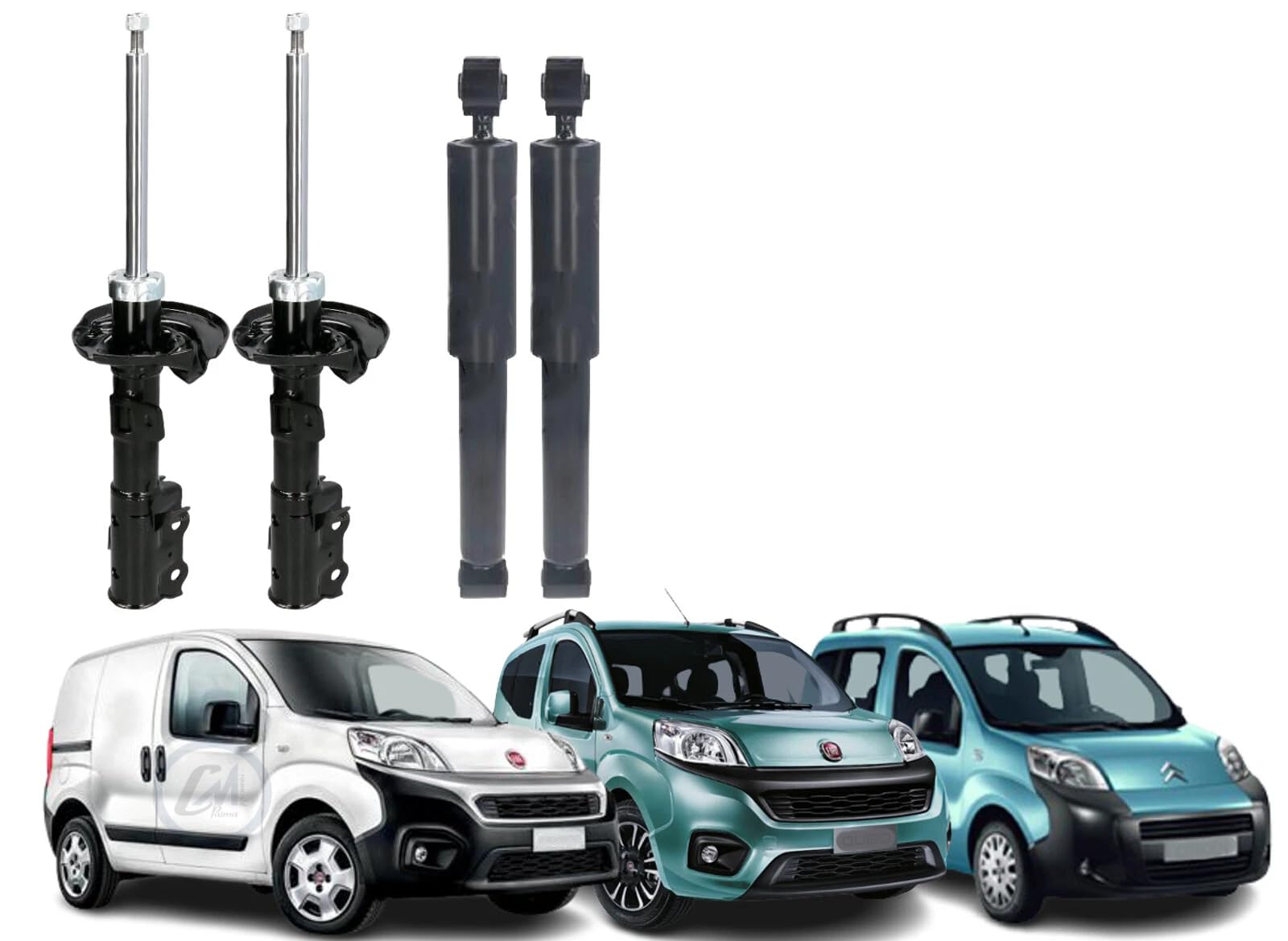 KIT 4 AMMORTIZZATORI ANTERIORI E POSTERIORI PER FIAT FIORINO-QUBO CITROEN NEMO PEUGEOT BIPPER