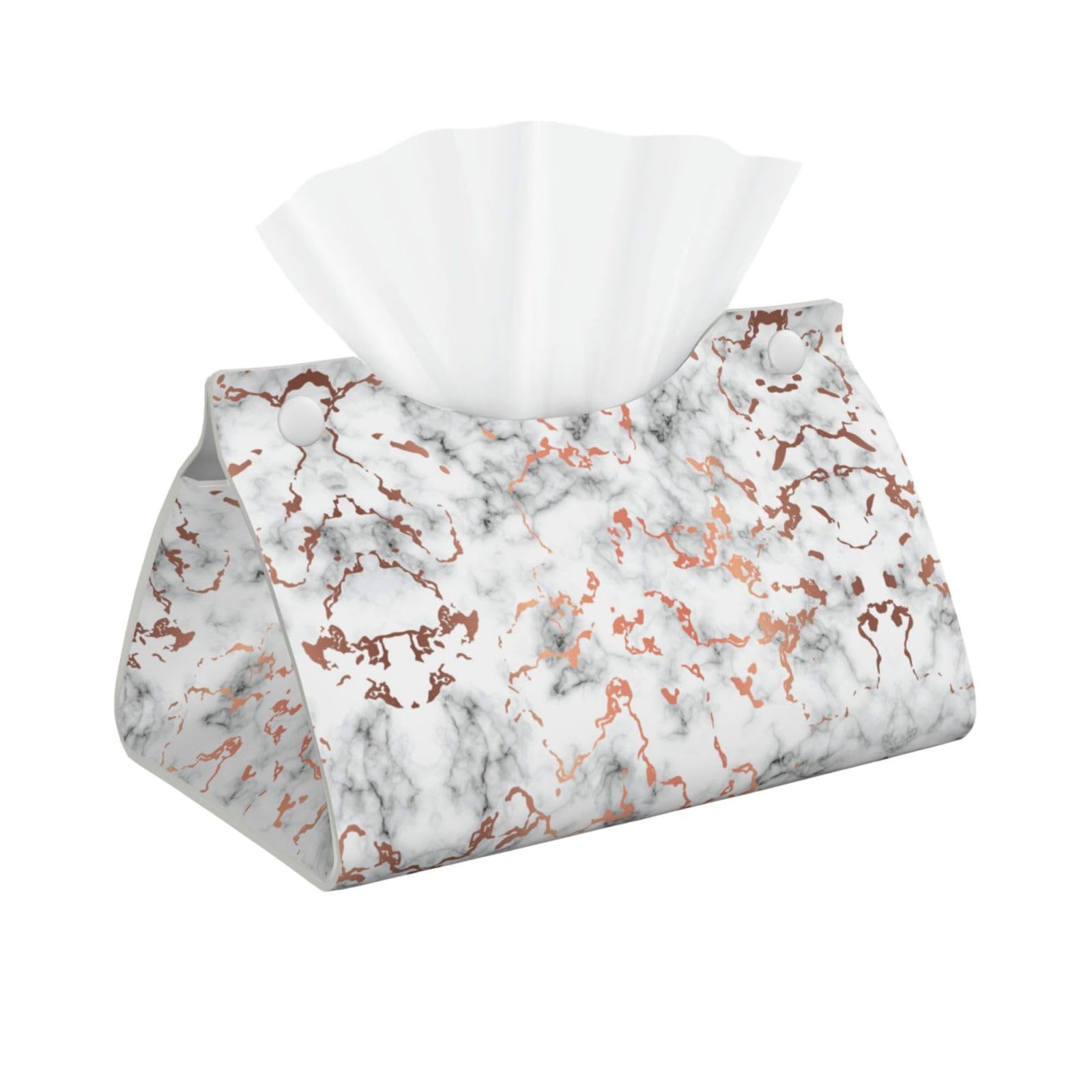 Marble Texture Copper Splatter Long Tissue Box Cover Living Room, Office, Car Crafted from Leather- Foldable Home Decoration