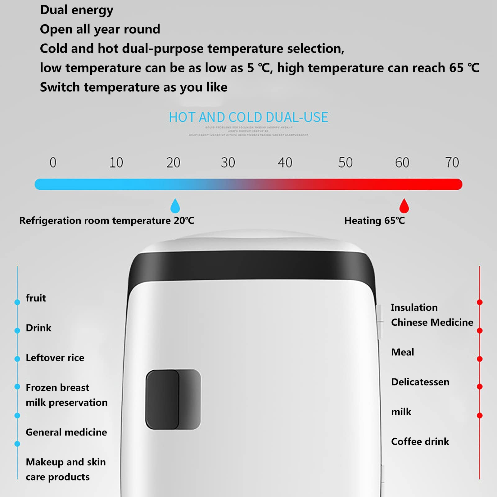 13L Mini Nevera Portátil AC DC Enfriador Calentador Para Coche Casa | Enfría 20°C Ambiente a 5°C Calienta 65°C 29x27x37cm Silencioso Asa Desmontable AC DC Dual Power Cosméticos Viajes