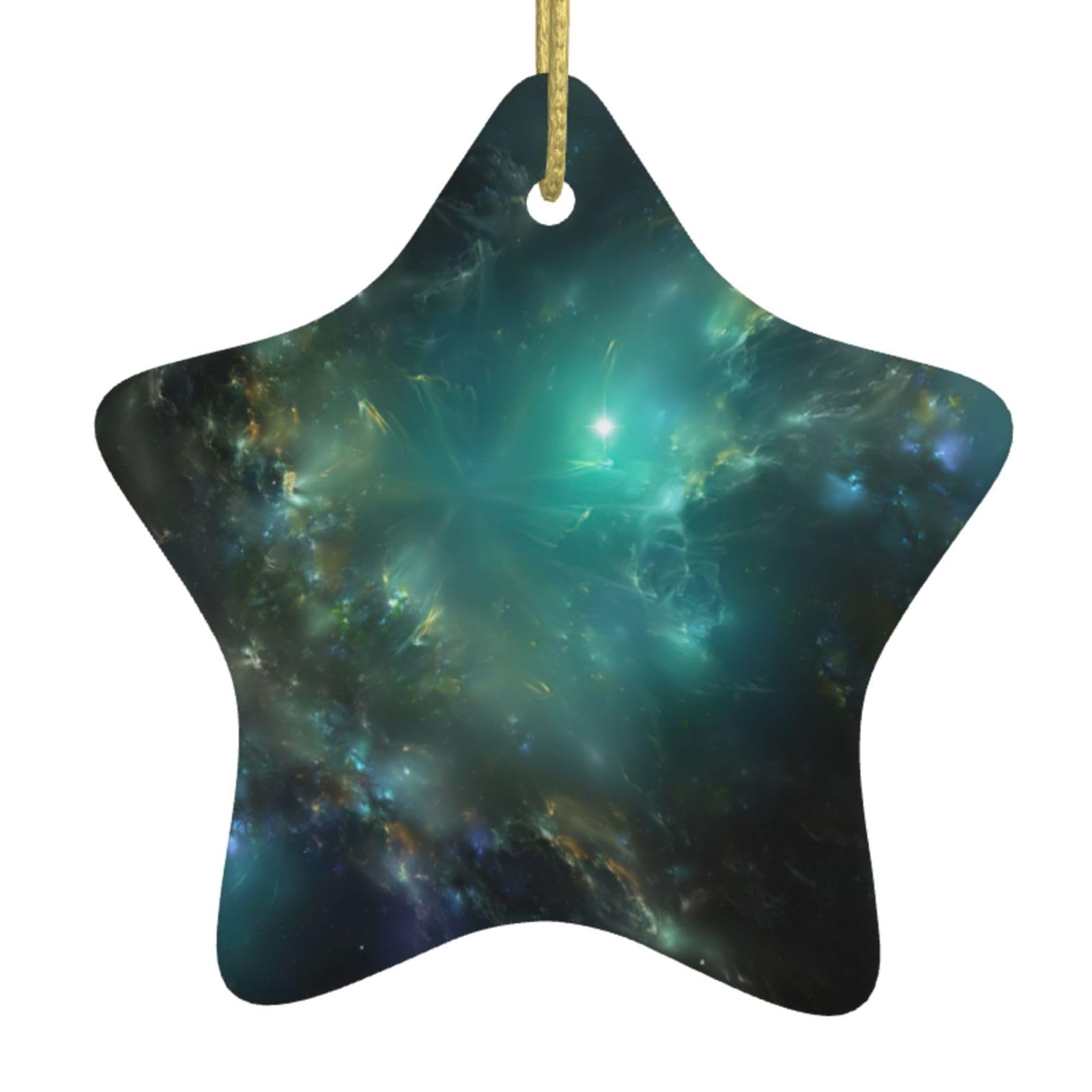 Galaxy Background Print Christmas Ornaments, Ceramic Hanging Ornament, Round Shape Decorations