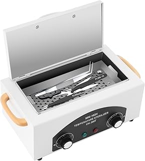 Esterilizador de aire caliente, 300 W 2 L esterilizador material de uñas, con temporizador y luz indicadora, esterilización autoclave, para desinfectar tijeras, abrazaderas, toallas y herramientas de