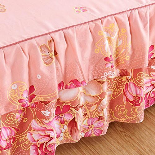 Miniatura 3 de Zhiyuan Falda de cama de 2 capas con volantes de microfibra cepillada con 2 fundas de almohada, tamaño King, rosa