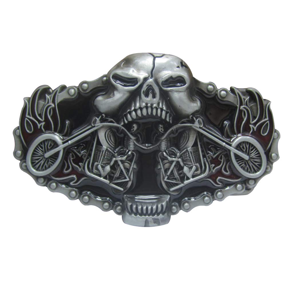 Unisex Jiche3 通用 Lkmy Mens 3D Skull Locomotive Motorcycle Belt Buckle, Western Cowboy Death Skeleton Vintage Eagle Belt, Cool Jeans Accessory For Men Women, Father's Day, Christmas, Birthday Gift