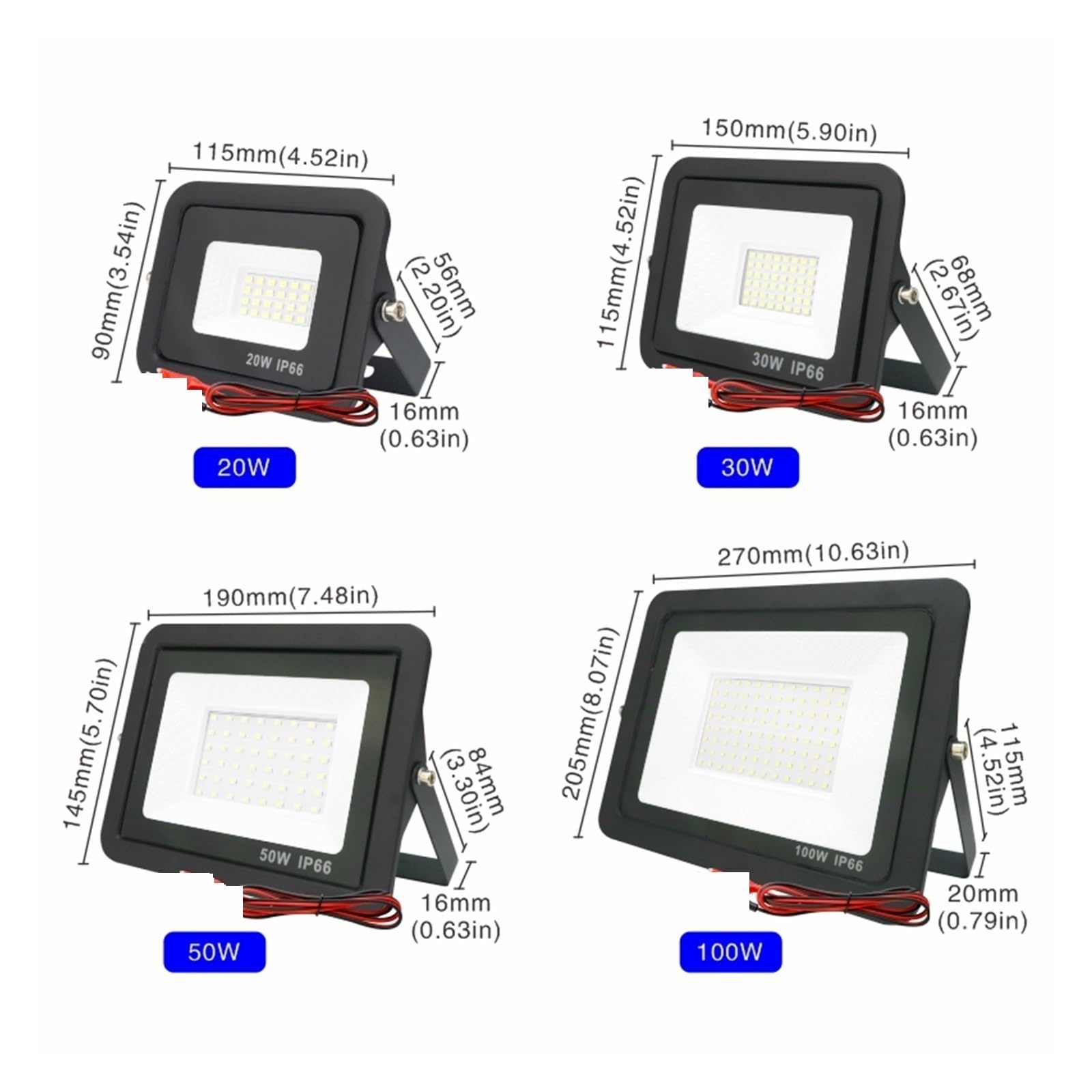 Faretto LED 100W 12V IP66 – Luce Da Cantiere Portatile Con Morsetti A Coccodrillo, Impermeabile, Per Emergenze, Campeggio E Auto, 296g