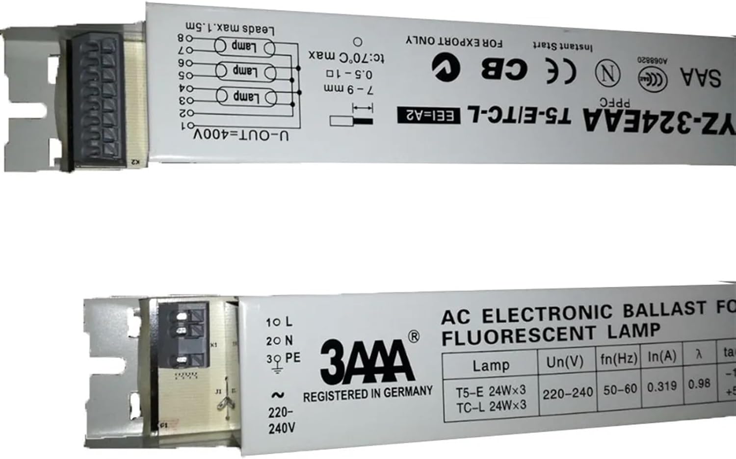 1 Piece 3AAA YZ-324EAA AC Electronic Ballast Rectifier, Suitable for T5HO Fluorescent lamp T5-E TC-L 3X24W Aquarium and Advertising Light Box