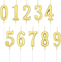 SHSHbuy Birthday Candles Numbers, 10 Pieces Digital 0-9 Numeral Cake Decorations for Anniversaries, Weddings, Candles for Parties Birthdays