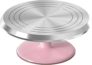 Riccle 12 Inch Pink Aluminium Alloy Revolving Cake Stand – Rotating Ca...