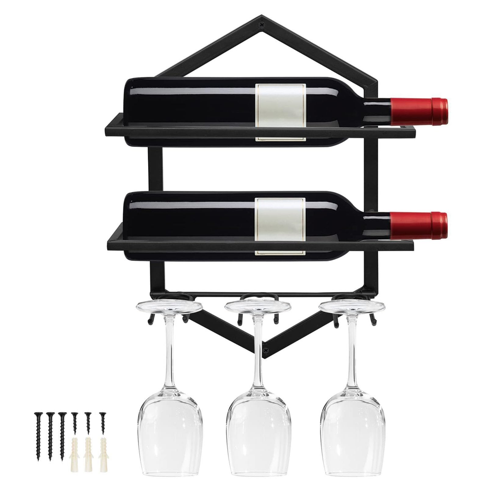 Casier à vin vertical en fer noir pour rangement de bouteilles