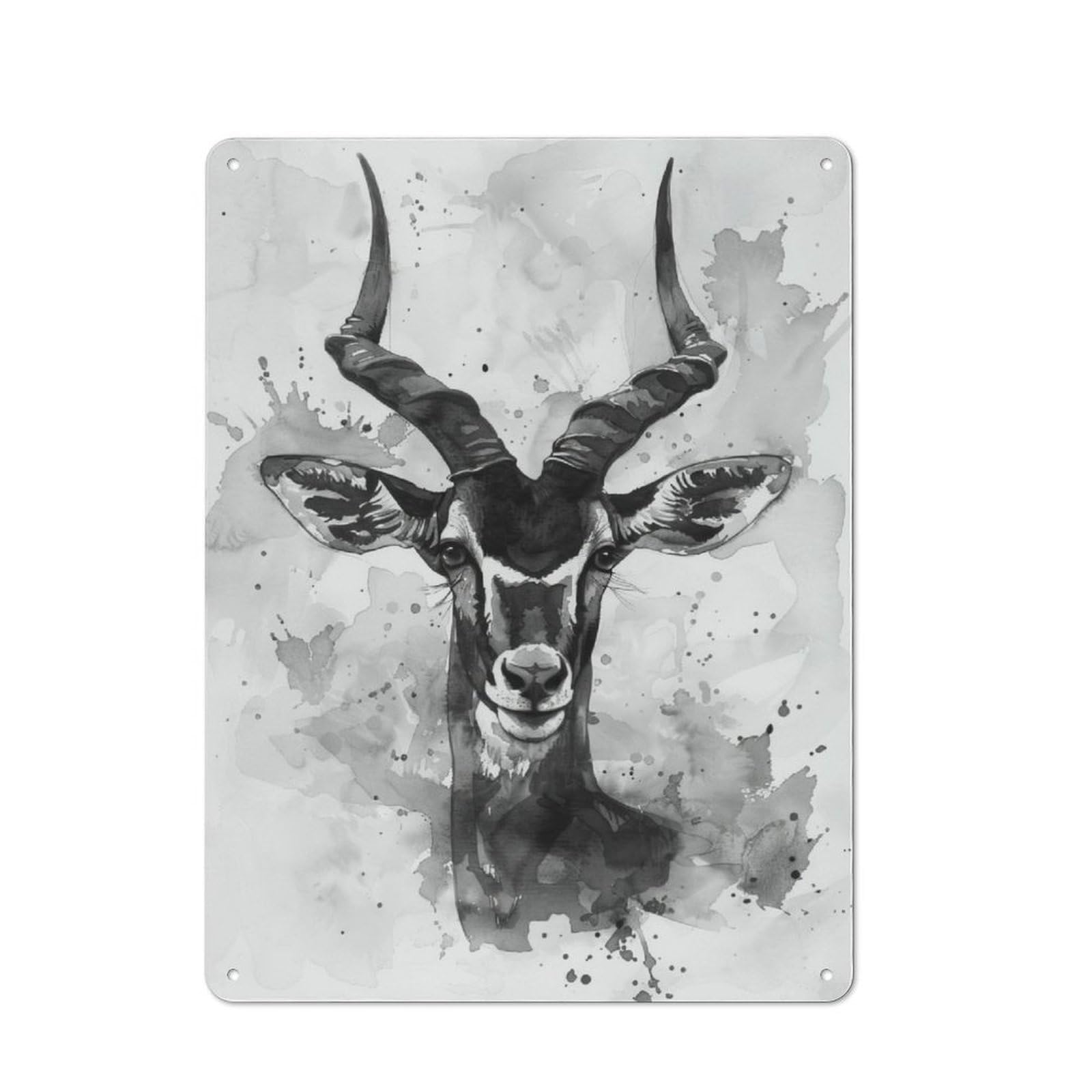 Metal Plaque with Addax Design 40x30cm, Cosy Diner Style Decor for Coffee Bar, Kitchen, Bistro Or Tea Corner