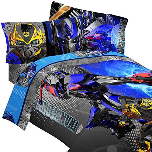 4pc Transformers Twin Bedding Set Optimus Prime Alien Machines Comforter and Sheet Set