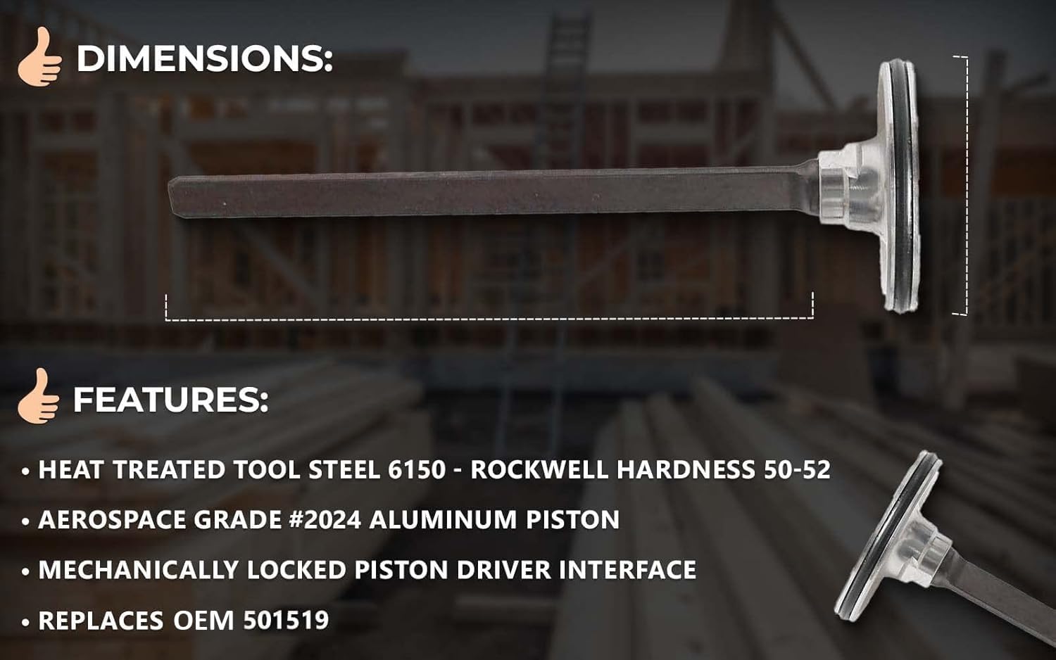 Superior Parts SP 501519 Aftermarket Piston Driver Compatible with Paslode F-350S with O-Ring 502104