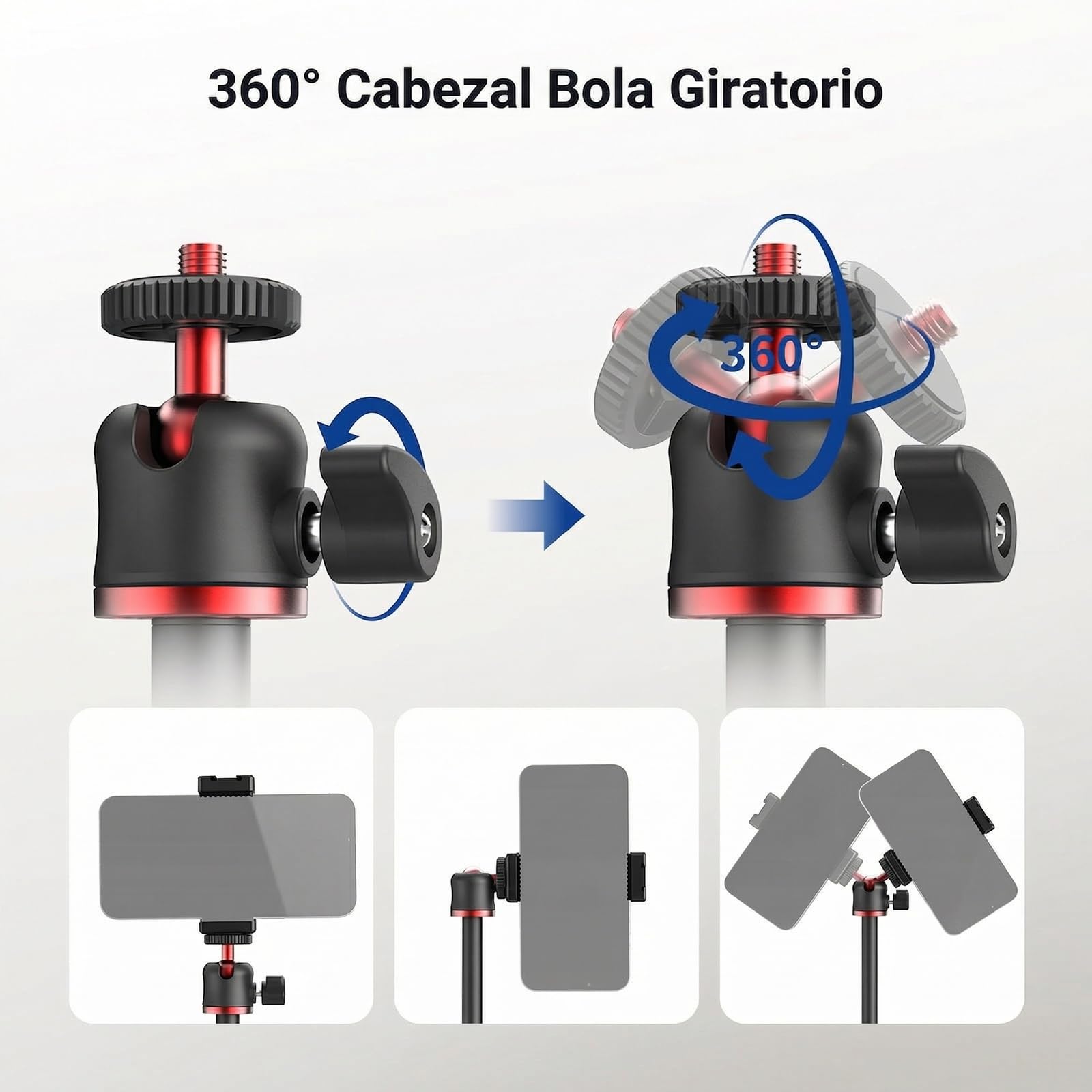 NEEWER Soporte trípode para teléfono Overhead con Brazo articulado con Doble Cabeza esférica, Soporte para teléfono móvil de Mesa con Base Plegable para Piano Cocina Dibujo bocetos Streaming Live