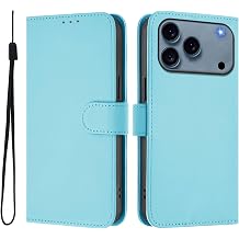 for iPhone 17 Pro Max Case Wallet with Card Holder Blue YBM | PU Leather,Magnetic Closure,with Kickstand, Flip Folio,Shockproof TPU Inner Shell,Shockproof Protective,Phone Case wallet